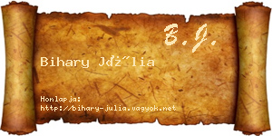 Bihary Júlia névjegykártya
